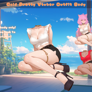 Gold Pretty Vtuber Outfit Body | Ready to Use