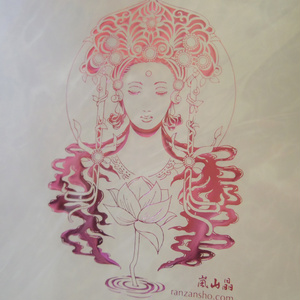 B6クリアホルダー「蓮花と菩薩」ピンク箔