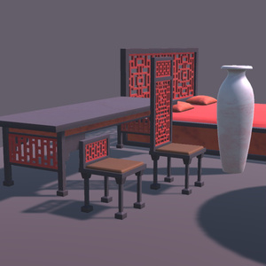 中華飯店の家具【VR向け 3Dモデル】 缩略图 3