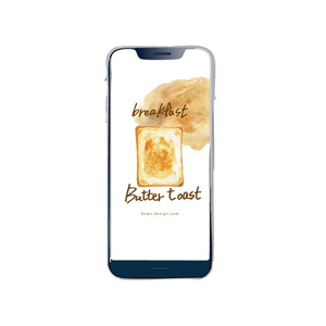 朝食物語「バタートースト」イラストスマホ用壁紙