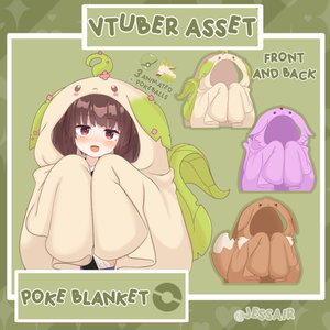 POKEMON VTUBER ASSETS cute blankets for 2d,3d,vroid models, espeon, leafeon, evee and animated pokeballs