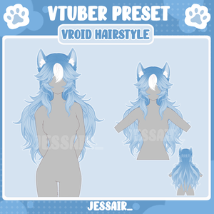 【VRoid 髪型 - Hairstyle Preset】Long Female Messy Cat Hairstyle with PHYSICS | Neko | Kitty | Cute | Fluffy | Vtuber Cat Ears