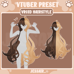 【VRoid 髪型 - Hairstyle Preset】Long Cute Hairstyle with PHYSICS and Ears | Cute | Giggle | Aesthetic | Vtuber Girl |