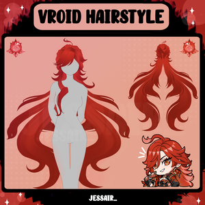 【VRoid 髪型 - Hairstyle Preset】Mavuika Hairstyle with PHYSICS | Long Female Hairstyle | Cute | Genshin Impact | Vtuber Girl |