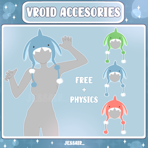 【VRoid アクセサリー】Cute Head Accessorie | Hat | Shark | With Physics