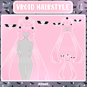 【VRoid 髪型 - Hairstyle Preset】Long Pink Fantasy Hairstyle with PHYSICS | Pastel | Cute | Bat Wings and Roses | Anime | Vtuber Hairstyle Preset