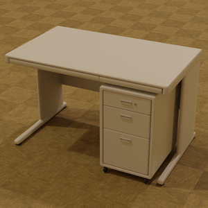 【3D素材_fbx】オフィスデスク(デスクワゴン付き)