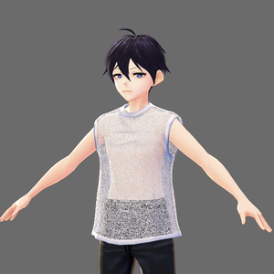 【VRoid用】袖なし透けシャツ