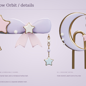 Mallow Orbit ✦ Modular Hair Accessory Set | VRChat / Blender / FBX / GLB