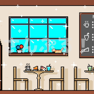 SP画面切替【カフェ（ピクセル） 3種】映像素材：トランジション：Youtuber：Vtuber