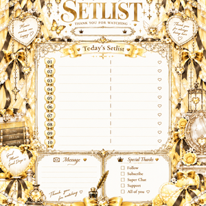 💛 Gold 量産型♡Singing Stream SETLIST 素材｜歌枠・配信者向け