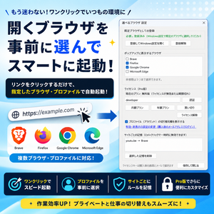 選べるブラウザ（えらブラ）- URLを開く前にブラウザとアカウントを選べるWindowsアプリ【無料】