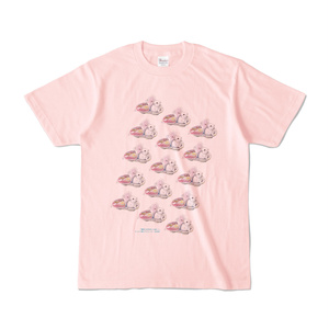 【ライトピンク】カラーTシャツ『雪見うさぎがいっぱい！』