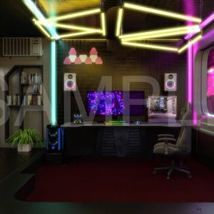 【FHD Loop】サイバーなゲーミングPCマイ・ルーム / Cyber Gaming PC Room [Animated Background]