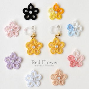 花 樹脂イヤリング ノンホールピアス  シンプル 小ぶり 軽い かわいい