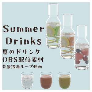 【背景透過ループ動画】夏のドリンク／カラフェとグラス【OBS素材】