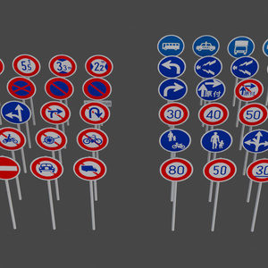 道路標識セット A54種【3Dモデル】Traffic signs Set
