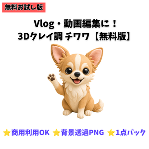 【無料お試し版】3Dクレイ調 チワワ素材パック（背景透過PNG・1種）