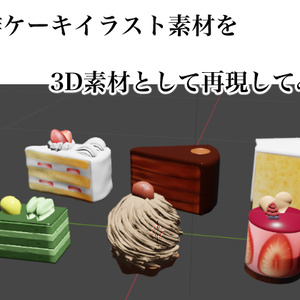 【3D素材】食べ物3D素材-カフェでケーキセット-【自作イラスト素材再現