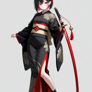 和装の女の子（一部帯刀あり）