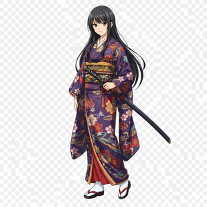 帯刀してる着物女子さん