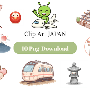 🧳【PNG透過】宇宙くん JAPAN クリップアート10点セット｜背景なし素材