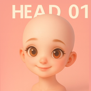【STL 3Dモデル】美少女ヘッド 01号 / 可愛い顔 / 高精細3Dプリント用 / フィギュア・ドール制作