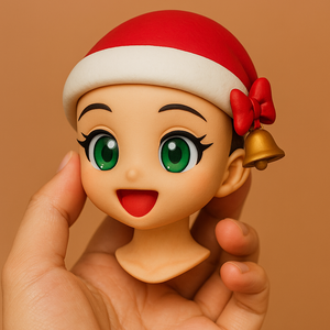 Head5｜クリスマス帽子ヘッドシェル（無髪）3Dプリント用STLデータ