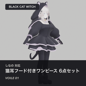 【しなの対応】猫耳フード付きワンピース 6点セット - VOILE 01
