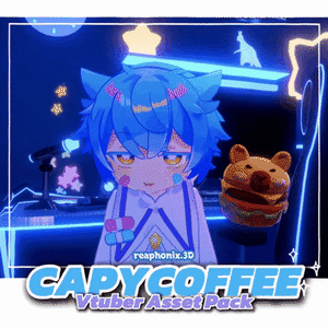 【Warudo】 カピバラのカフェVTuberアセットパック (Capybara Coffee Asset Pack)