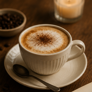 キャンドルとカプチーノ｜癒しのカフェイラスト素材【PNG】