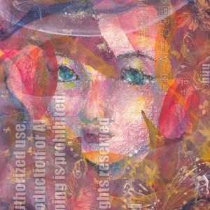 アクリル 一点物肉筆原画 真夜中のふくろう 肉筆一点物原画 - Biju Art
