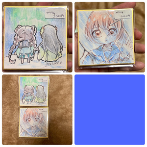 Original artwork on miniature shikishi paper