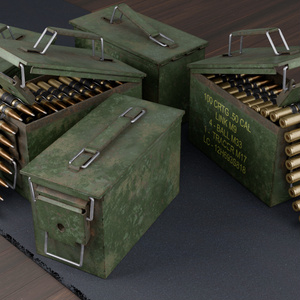 Military Ammo Box & Bullet Belt (PBR / Game-Ready) 弾薬箱と弾帯