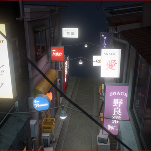 Japanese street at night 夜の日本の街路  VRChat 3D Model