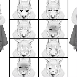 [General-purpose model] Monochrome wolf-eared child [Live2D]
