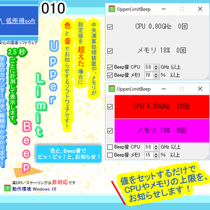 CPUやメモリが設定値を超えた場合に警告するソフトウェア