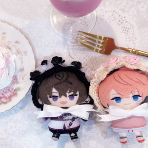 黒×白］にじぱぺっと ぬい服 ぬい帽子 ネコ耳 ニット帽 編み物 10cm
