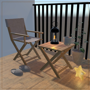 【VRChat想定】夜のベランダセット 缩略图 2