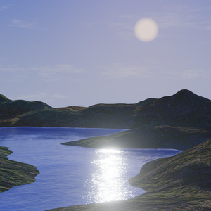[Unity対応] 3D地形モデル　山 (水辺)