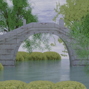[Unity対応] 3D地形モデル 川と橋