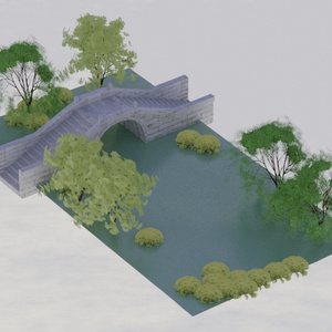 [Unity対応] 3D地形モデル 川と橋 缩略图 2