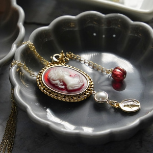 Lady Cameo Rosary Necklace
