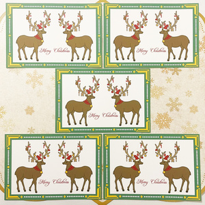 トナカイツリー クリスマスカード5枚セット 緑白ver メリークリスマス 新年 お正月 卯年 レトロ ポストカード
