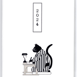 10月始まり 2024年 文豪猫原稿用紙 スケジュール手帳 イラストカバー2枚 栞付き B6 全48ページ 辰年 竜 万年筆
