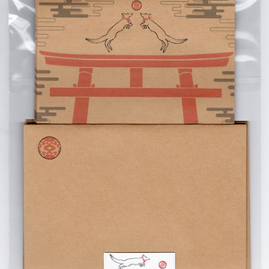 ★販売9回目★ 狐の手毬唄 レターセット 稲荷神社 鳥居 日本 和 雲 動物 シール 封筒 便せん
