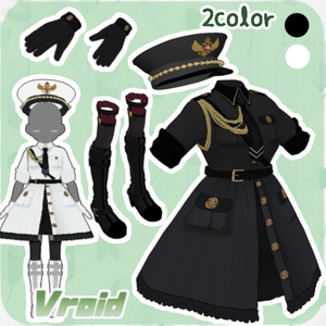 軍服ワンピース Vroid正式版 白 黒