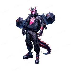 【獣人×サイバーパンク】ホログラフィックドラゴン_ストリートウェア_立ち絵