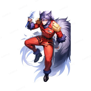 【獣人】深紅の軍服を纏う皇家の狼男_立ち絵