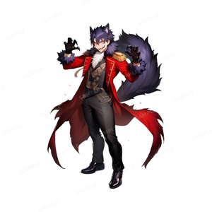 【獣人】深紅の軍服を纏う_皇家狼男_立ち絵